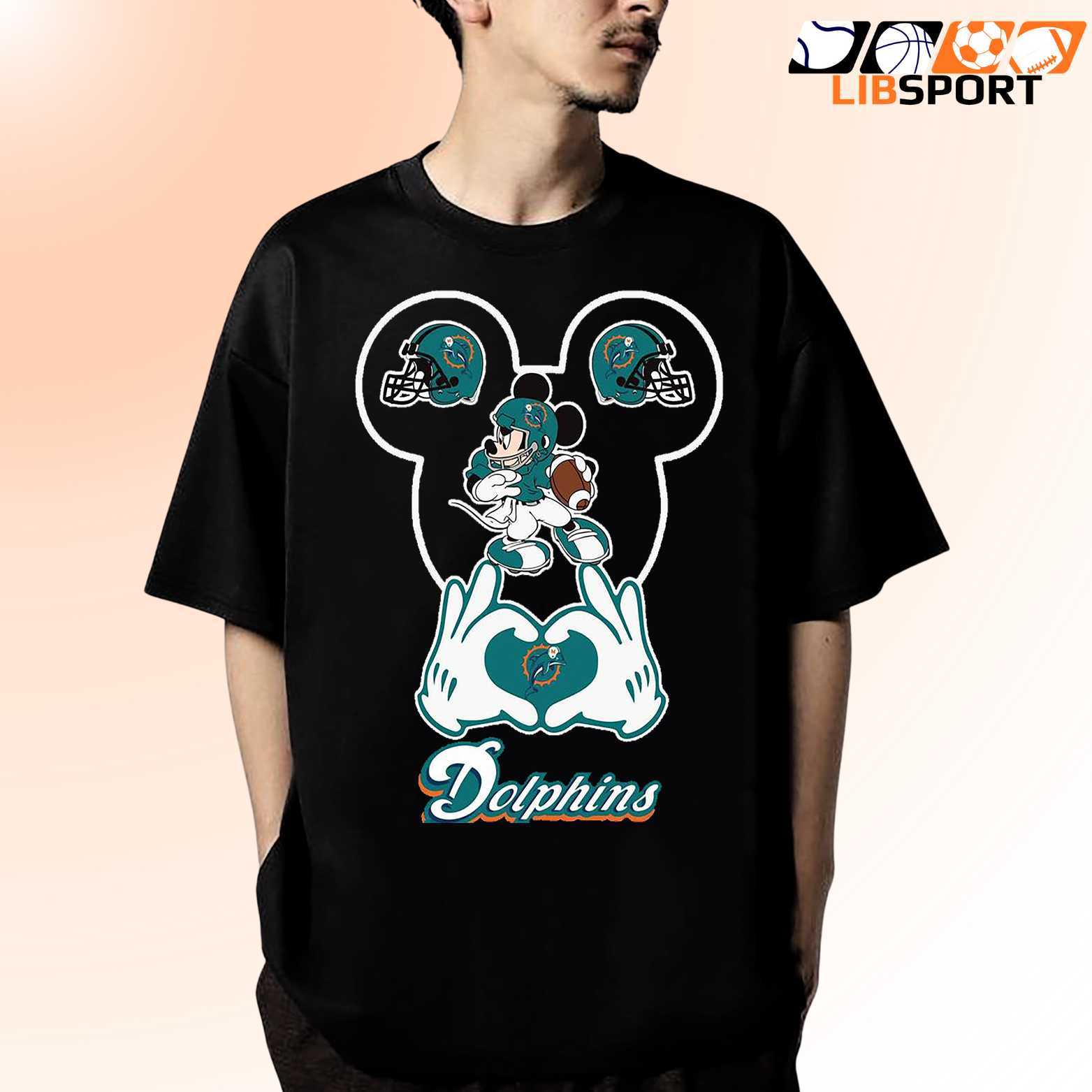 Love Miami Dolphins Mickey T-Shirt, Disney Football Tee, Cute Nfl Fan Shirt